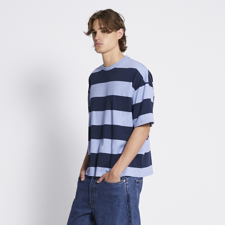 Printed boxy tee "Mikael Printed" Blue